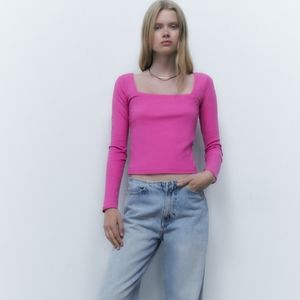 🆕️ Zara Square Neck Ribbed Top